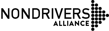 Logo of the Nondriver Alliance featuring the text 'NONDIVERS ALLIANCE' with a pattern of dots leading to the right.